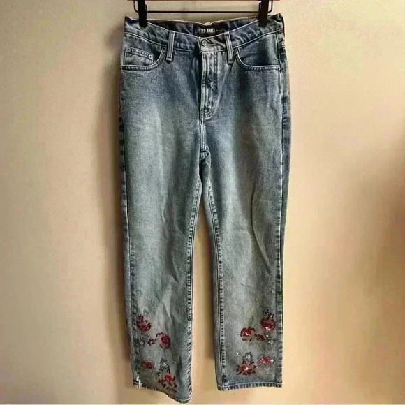 Vintage Limited Too Jeans USA Beaded Floral Boho Bootcut Jeans Women’s 6R Y2K - Picture 1 of 13